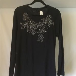 Calvin Klein Jeans Black Light Weight Top With Sequins Size L
